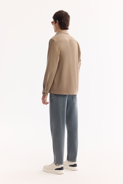 Avva Men's Mink Classic Collar Rayon Blend Comfort Fit Shirt Jacket A52Y2043