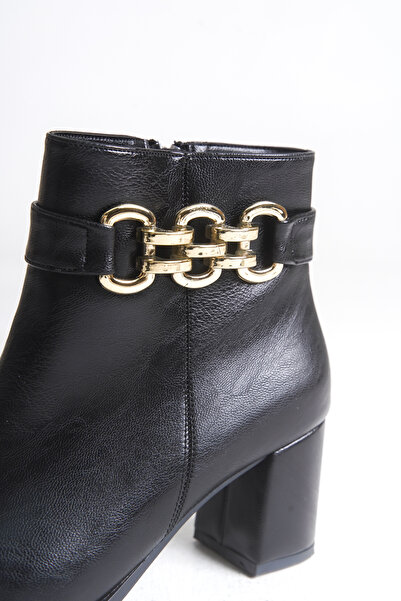 Riccon Kadın Zincir Detaylı Topuklu Bot 00121060 Siyah