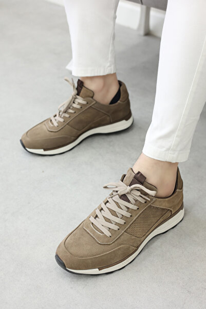 FAST STEP Ανδρικά δερμάτινα casual Classic Daily άνετα παπούτσια με κορδόνια Sand Nubuck 723ma120