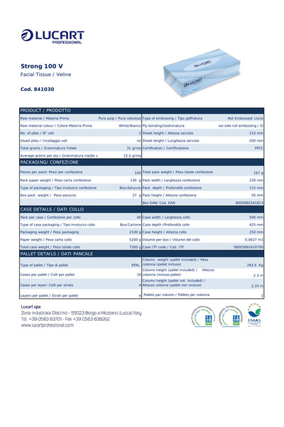 Lucart Promotional pack of 6 Strong 100 facial tissue paper, 2 layers, 100/set