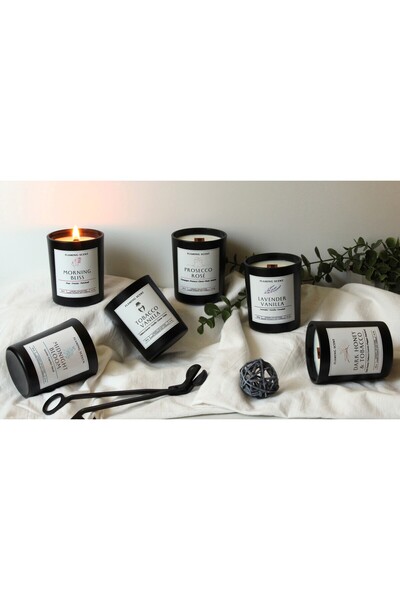 OEM Scented Soy Candle with Wooden Wick, Flaming Scent, Morning Bliss, Pear and Freesia, 165 g