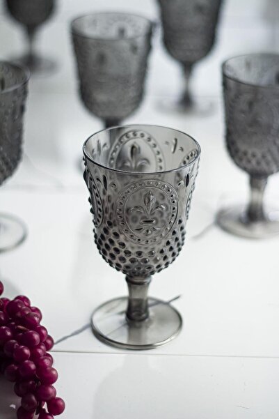 EWs Akrilik Füme 6'lı Kadeh & Su Meşrubat Kahve Yanı Bardağı 450 ml ( Cam Değildir )