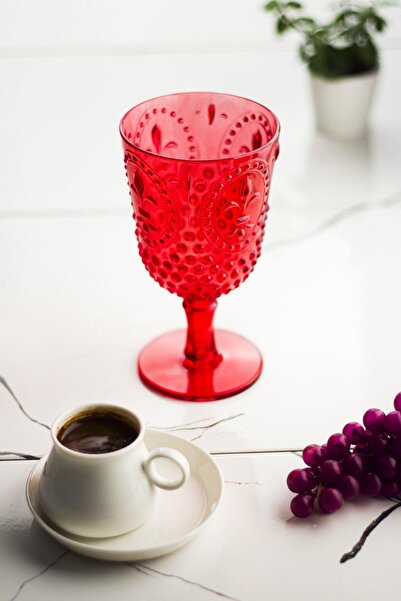EWs Acrylic Red Single Glass & Water Soft Drink Coffee Side Cup 450 ml (Not Glass)