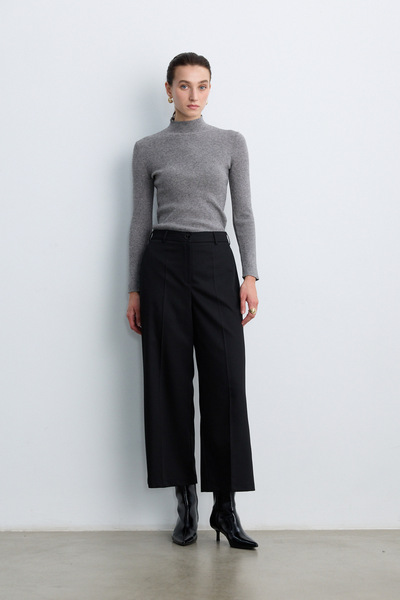 BE BLUE Gray Melange Fisherman Knitwear Sweater