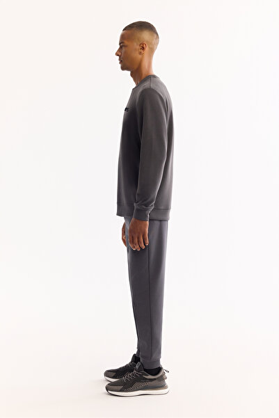 Avva Men's Anthracite Crew Neck Soft Touch Printed Regular Fit Sweatshirt A52Y1334