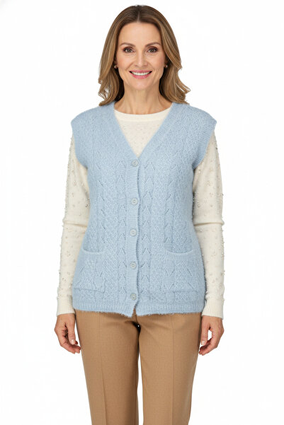 Oppland Зимова жіноча жилетка - блискуча, м'яка бавовняна трикотажна тканина, на ґудзиках спереду та з кишенями, зручна модель