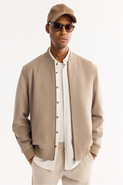 Avva Ανδρικό παλτό με γιακά βιζόν από μαλλί με κασέτα κανονικής εφαρμογής A52Y6014