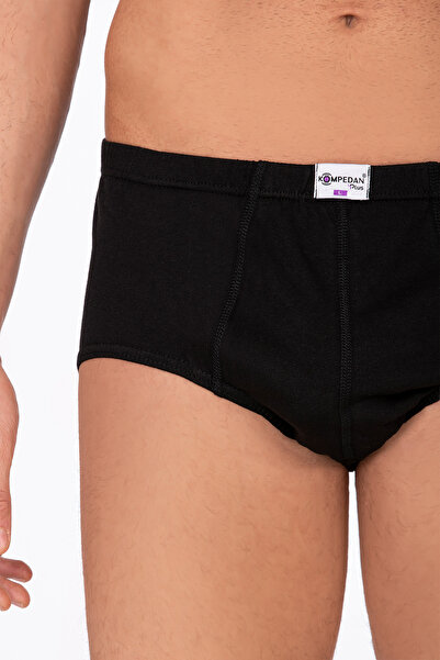 Kompedan Pamuklu Penye Süprem Esnek Rahat Slip Külot | Siyah K0037