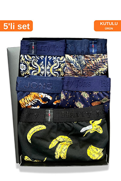 Harry Jons Boxeri pentru bărbați din bumbac colorat, cu model, din 5 bucăți, ...