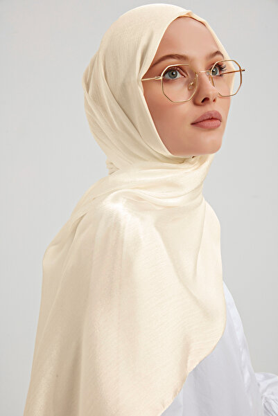 Şaless Χιτζάμπ Γυναικείο Βραδινό Φόρεμα Janjan-janjanlı Crinkle Shawl-Latte- 70x190cm