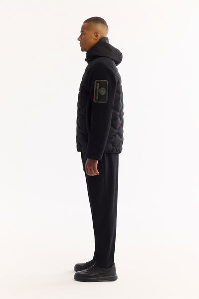 Avva Erkek Siyah Kapüşonlu Rüzgar Geçirmez -5 Dereceye Dayanıklı Peluş Regular Fit Mont A52Y6077