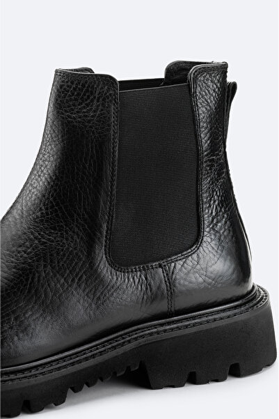 Avva Men's Black 100% Leather Flexible Sole Chelsea Boots A52Y8001