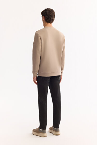 Avva Ανδρικό φούτερ με λαιμόκοψη από βαμβάκι με δύο ελαστικότητες και στάμπα, κανονική εφαρμογή A52Y1289