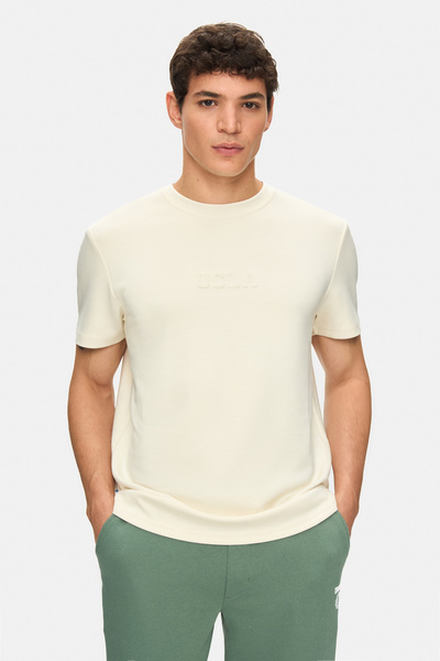 UCLA Ανδρικό μπλουζάκι CANARY Bone Color Crew Neck με τύπωμα Standard Fit