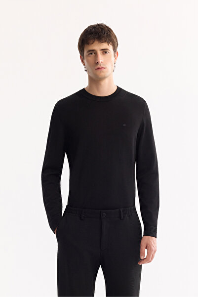 Avva Men's Black so Elastic Bi-Stretch Lightweight Slim Fit Trousers A52Y3213