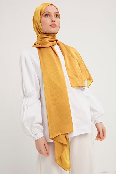 Şaless Βραδινό σάλι Janjan Detailed Crinkle Hijab - Χρυσό 70x190cm