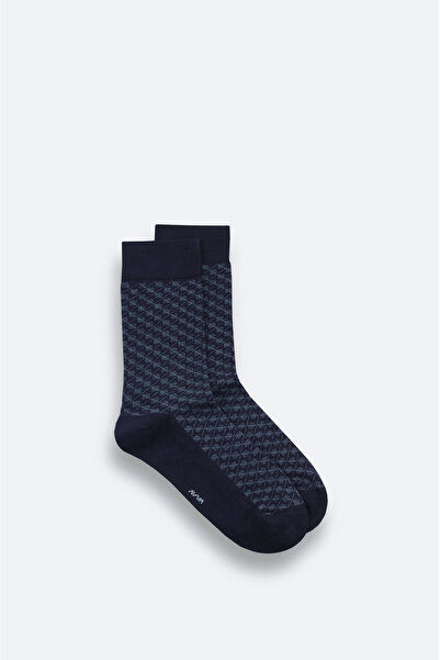 Avva Men's Navy Blue Patterned Bamboo Socks A52Y8502