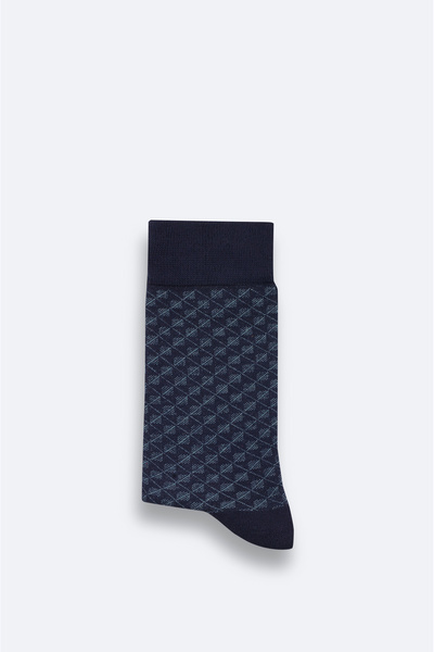 Avva Men's Navy Blue Patterned Bamboo Socks A52Y8502