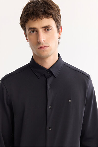 Avva Men's Black Classic Collar Quick Dry Non-Iron Slim Fit Shirt A52Y2122