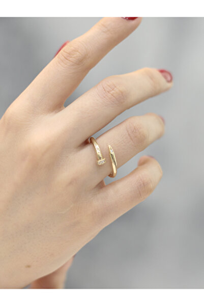 Zeynepli gold & jewelry 14 Ayar Altın Taşlı Çivi Yüzük