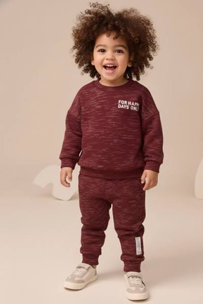 Minipodyum Erkek Çocuk 2 İplik Şardonlu Pamuklu Etiketli Eşofman Takımı