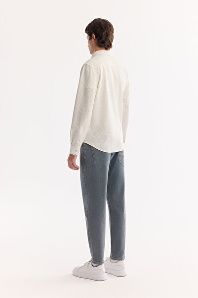 Avva Men's White Button-Down Collar Cotton Textured Regular Fit Shirt A52Y2067