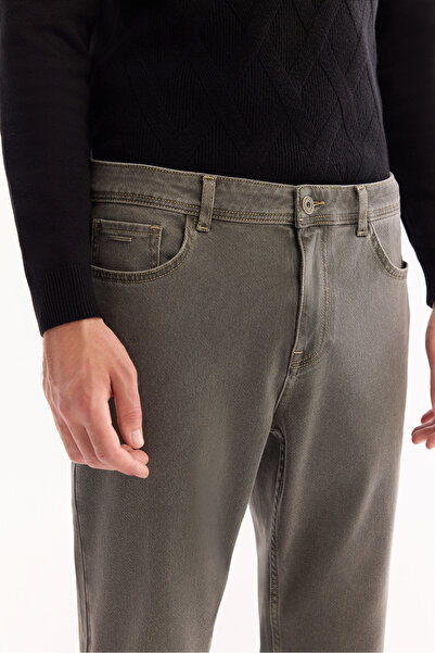 Avva Men's Gray Classic Waist Cotton Distressed Washed Madrid Comfort Slim Fit Jean Pants A52Y3516