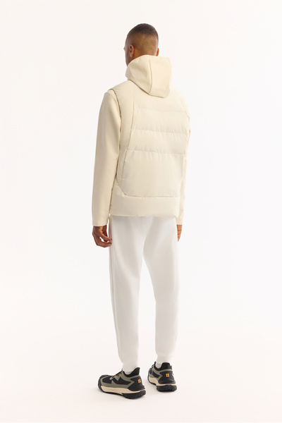 Avva Men's Ecru Hooded Functional Dual-Use Water Repellent Windproof m Transitional Coat A52Y6167