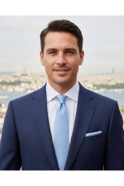 1001 Kravat ربطة عنق منقوشة باللون الأزرق الفاتح بعرض 8 سم