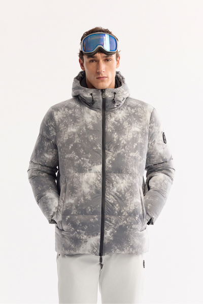 Avva Men's Gray Hooded Water Repellent Windproof -10 Degree Resistant Ski Jacket A52Y6124