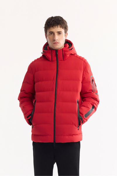 Avva Men's Red Hooded Goose down Water Repellent Windproof -10 ° C Durable Inflatable Coat A52Y6067