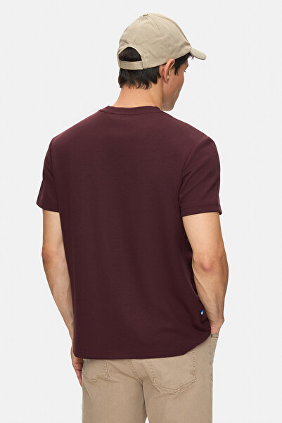 UCLA Ανδρικό μπλουζάκι CANARY Burgundy Crew Neck με τύπωμα Standard Fit