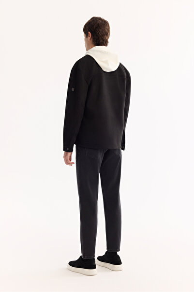 Avva Men's Black Front Snap Button Closure Pocket Suede Faux Leather Shirt Jacket A52Y6004