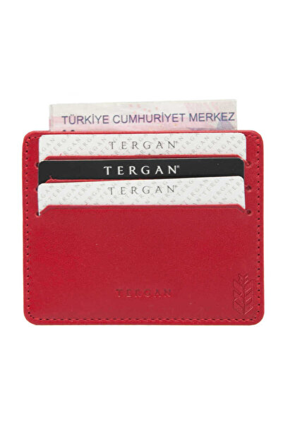 Tergan Red Genuine Leather Unisex Credit Card Holder - S1Kk00001050-C71