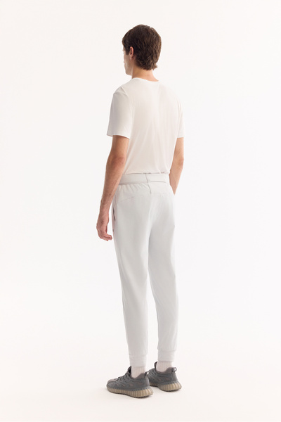 Avva Men's Light Gray Waist Elastic Side Pocket Injection Printed Regular Fit Jogger A52Y3401