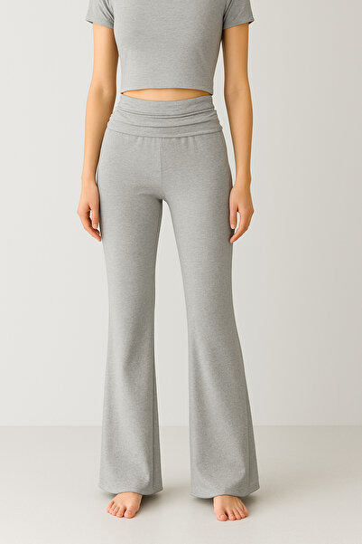 Artış Flared Folded Waist Jersey Flexible Viscose Flared Maternity Pants