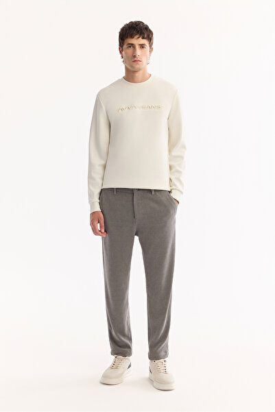 Avva Ανδρικό παντελόνι γκρι βελούδινο με ελαστικό πλαϊνό κοτλέ Carrot Fit A52Y3039