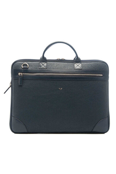 Tergan Navy Blue Genuine Leather Men's Laptop Bag - S1Lc00021111-D6M