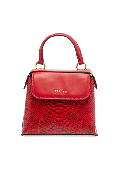 Tergan Kırmızı Hakiki Deri Kadın El Çantası - S23K1BC80128-D5J