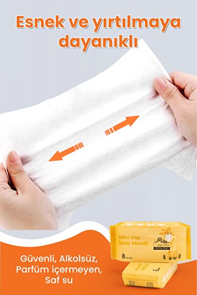 Pella Cosmetic Taşınabilir Hijyen Seti 8'li Islak Mendil (1 mini paket)