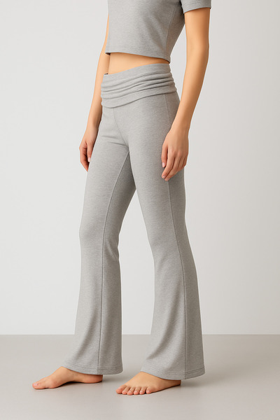 Artış Flared Folded Waist Jersey Flexible Viscose Flared Maternity Pants