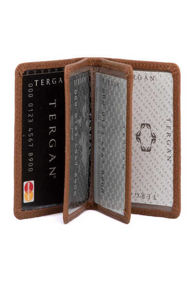 Tergan Θήκη πιστωτικής κάρτας Unisex από γνήσιο δέρμα Tan - S1KK00001601-B67