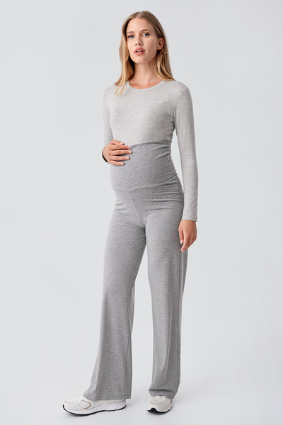 Artış Straight Leg Foldable Waist Jersey Stretchy Viscose Maternity Pants