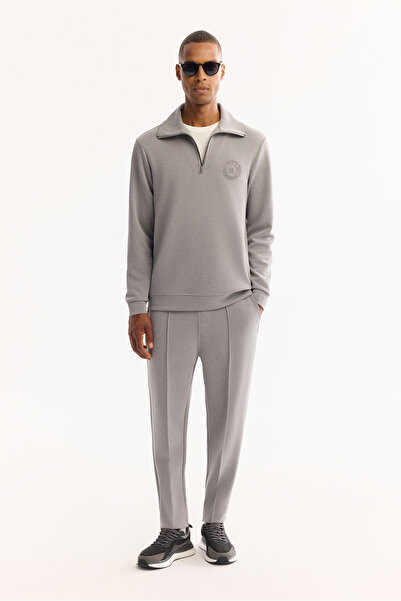 Avva Men's Gray Elastic Waist Lace-Up Soft Touch Bi-Stretch Regular Fit Sweatpants A52Y3406