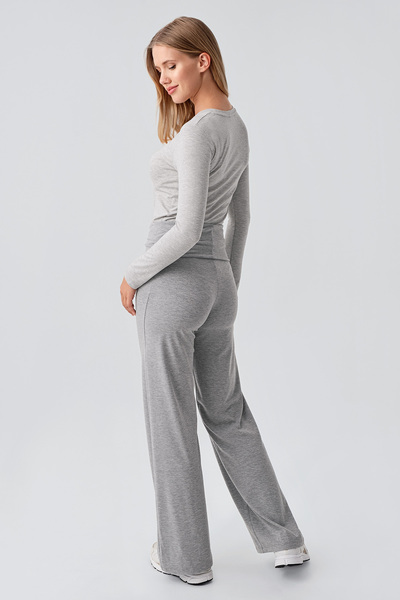 Artış Straight Leg Foldable Waist Jersey Stretchy Viscose Maternity Pants
