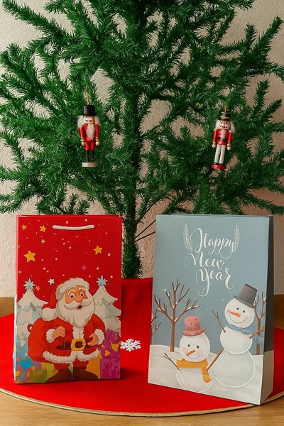 TİFOYS عبوة هدايا من الورق المقوى اللامع بنمط عيد الميلاد - حقيبة مكونة من قط...