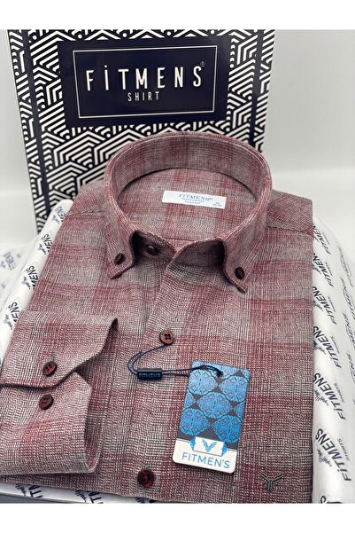 Fitmens قميص رجالي كلاسيكي بأكمام طويلة للشتاء مصنوع من القطن بنسبة 100% وياق...