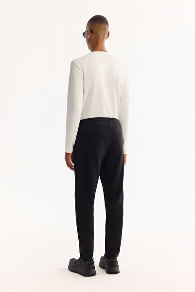 Avva Erkek Siyah Beli Lastikli Bağcıklı Yandan Cepli Nervürlü İnterlok Jogger A52Y3403