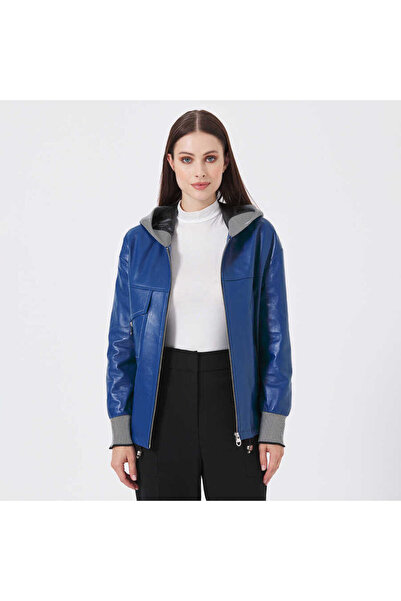 Tergan Mavi Deri-Tekstil Kadın Deri Mont - K23KDM320390-R5X