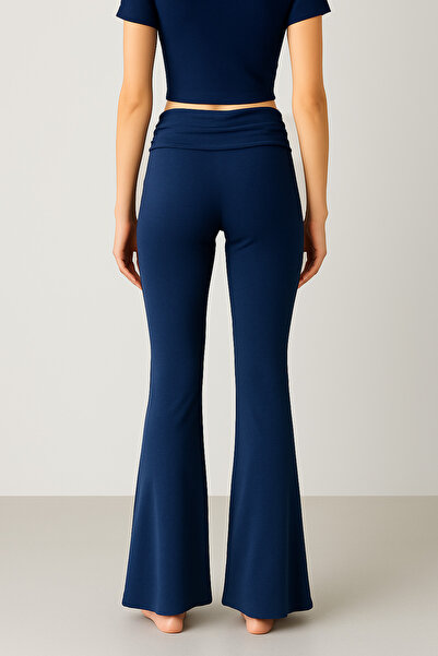 Artış Flared Folded Waist Jersey Flexible Viscose Flared Maternity Pants